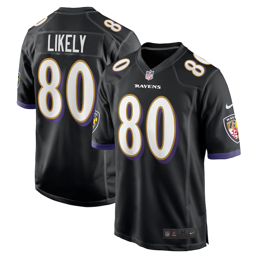 Men Baltimore Ravens 80 Isaiah Likely Nike Black Alternate Game NFL Jersey